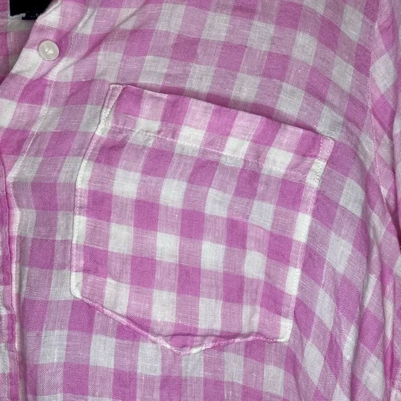 💥BOGO💥 Gap Ling Sleeved Pink and White Checked Linen Tunic - Picture 6 of 9